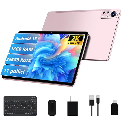 AOCWEI 2023 Android 13 Tablet 11 Zoll 16GB (8+8) RAM+256GB ROM (TF 512GB) |5G+2.4G WiFi | Bluetooth 5.0 | Octa Core|2.0Ghz | 8600mAh | 2000 * 1200 Pixel | 5+13MP | Tablet mit Hülle, Maus und Tastatur von AOCWEI