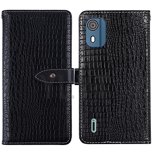 AODATU Flip TPU Silikon Case Etui Schwarz Leder Tasche Schutz Hülle Für Nokia C12 Plus 6.3 inch Handy Horizontale Standfunktion Magnetverschluss Strapazierfähiger Cover von AODATU