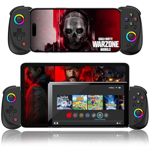 Arvin Mobile Gaming Controller für iPad/Tablet[Innerhalb 5-10"] Wireless Gamepad für iPhone/Android/PC/Switch/PS4, mit RGB Hall-Effekt Joystick/Turbo/6-Achsen Gyro/Support Streaming/Cloud Gaming von arVin