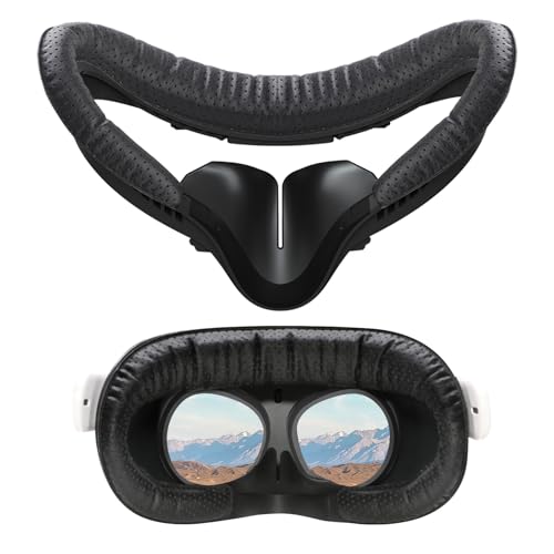 VR-Gesichtspad für Oculus Quest 2, Gesichter Schnittstelle und Gesichtsabdeckung Pad-Ersatz, kompatibel mit Meta Quest 2, atmungsaktive Löcher, Lederschutz-VR-Kissenzubehör von AODELAN