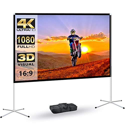 Tragbare Projektor-Leinwand, 152,4 cm, Filmprojektionsleinwand, Innenprojektor-Leinwand und Ständer, 16:9 Projektor-Leinwand, 4K HD, faltenfrei, leicht Tragbare Projektor-Leinwand, 152,4 cm, Filmprojektionsleinwand, Innenprojektor-Leinwand und Ständer, 16:9 Projektor-Leinwand, 4K HD, faltenfrei, leicht von AODIOU