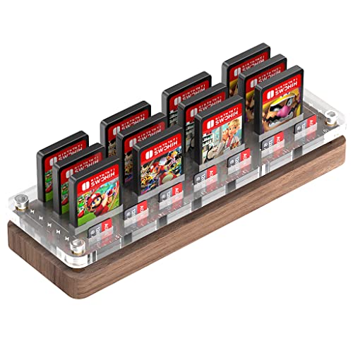 AODUKE Basics Game Storage Wooden Case for 12 Nintendo Switch Games - Switch Game Cards.switch card holder switch case-AJSNH02MY-S (19*pure walnut wood + transparent acrylic) von AODUKE