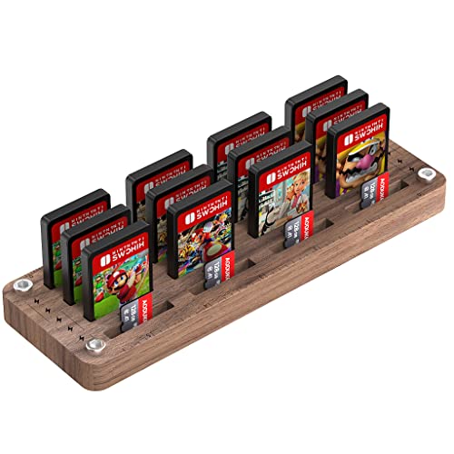 AODUKE 16 Slots Holzaufbewahrungskasten für TF SD-Karten/Nintendo Switch Spielkarten, Switch Kartenbox, Switch Kartenorganizer und Switch Aufbewahrungsständer (01M-S) von AODUKE