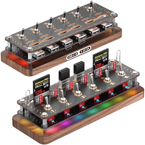 AODUKE Wireless Voice Control 6-Port USB2.0 Hubs Independent Switch,USB Splitter USB Expander,USB Drive Case,SD/TF Card Storage Box,Desktop Creative Gifts,Boyfriend Gifts-06RY von AODUKE