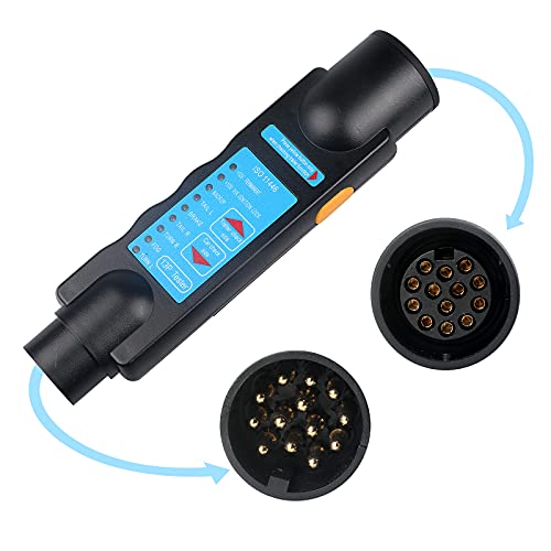 AOHEWEI 13 Poliger Anhänger Tester für Stecker und Steckdosen Wohnwagen Prüfgerät, 12 V Steckverbinder für Diagnosewerkzeuge für Stromkreise von AOHEWEI