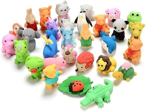 30 x Tierformen Set Niedliche Süße Tiere Radierer für Kinder Kreatives Spielzeug Party Mitgebsel Kindergeburtstag Geschenk（30 Tiere wurden zufällig ausgesandt） von AOI