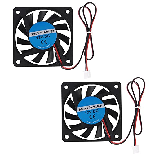 AOICRIE 2 Stück 60mm Lüfter, DC 12V 6010 Brushless Lüfter, Ersatzkugellager 60 * 10mm Lüfter zur Kühlung DIY PC Computer Gehäuse CPU Kühler Radiatoren Lüfter - 2 Pin Gehäuselüfter von AOICRIE