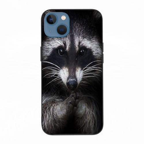 AOKLEY Hülle für iPhone 13 - Premium TPU+umweltfreundliches PC-Material, HommomH Waschbär Tiermuster Digital,Schutz vor Kratzern und Stößen, Staub- und Fingerabdruckabweisend - iPhone 13 Hülle von AOKLEY