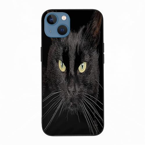 AOKLEY Hülle für iPhone 13 - Premium TPU+umweltfreundliches PC-Material, Schwarze Katze Hrsg,Schutz vor Kratzern und Stößen, Staub- und Fingerabdruckabweisend - iPhone 13 Hülle von AOKLEY