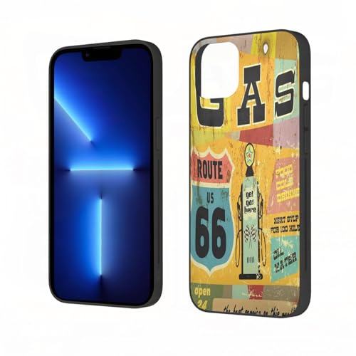 AOKLEY Schützende Hülle für iPhone 14 - Stilvoll und umweltfreundlich - TPU+PC-Material, Route 66 Straßenschild - Kratzfest und leicht zu reinigen von AOKLEY