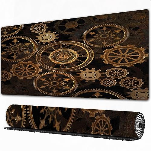 Gaming Mousepad XXL Dunkle getönte mechanische Steampunk-Komposition,einschließlich versch rutschfest und Wasserabweisend Mauspad Groß - Mouse Pad XXL Gaming Schreibtischunterlage PC Zubehör Gaming. von AOKLEY