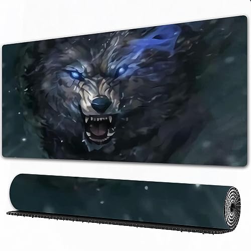 Gaming Mousepad XXL Schrecklicher Wolf rutschfest und Wasserabweisend Mauspad Groß - Mouse Pad XXL Gaming Schreibtischunterlage PC Zubehör Gaming. von AOKLEY