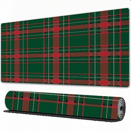 Gaming Mousepad XXL Tartan Plaid Buffalo Check Geometrische Neujahr Weihnachten.Grün Rot rutschfest und Wasserabweisend Mauspad Groß - Mouse Pad XXL Gaming Schreibtischunterlage PC Zubehör Gaming. von AOKLEY