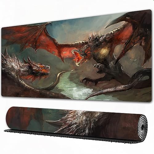 Gaming Mousepad XXL Zwei Dragoner im Duell rutschfest und Wasserabweisend Mauspad Groß - Mouse Pad XXL Gaming Schreibtischunterlage PC Zubehör Gaming. von AOKLEY