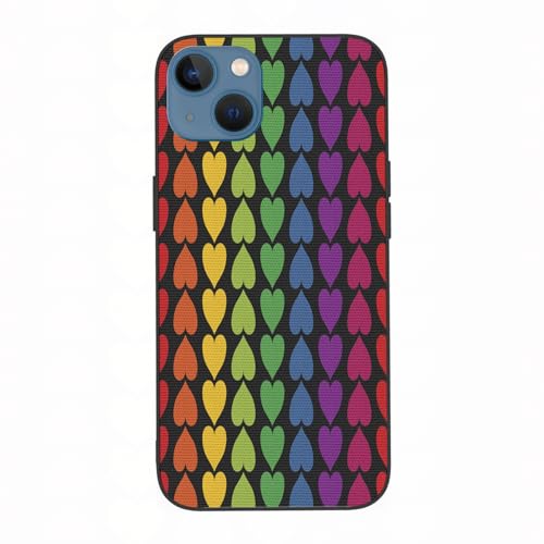Hülle für iPhone 13 - Premium TPU+umweltfreundliches PC-Material, Herz-Pride-Parade-Thema-Regenbogen farbiges verti,Schutz vor Kratzern und Stößen, Staub- und Fingerabdruckabweisend - iPhone 13 Hülle von AOKLEY