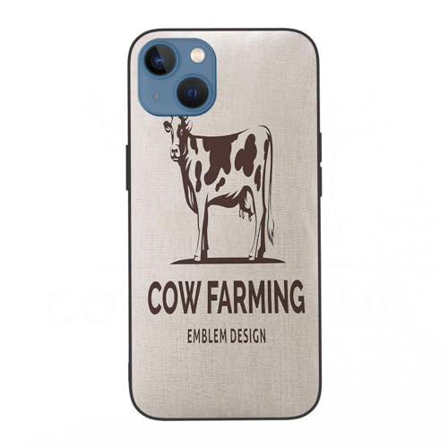 Hülle für iPhone 13 - Premium TPU+umweltfreundliches PC-Material, Kuh stehend Horn Milch Landwirtschaft niedlich La,Schutz vor Kratzern und Stößen, Staub- und Fingerabdruckabweisend - iPhone 13 Hülle von AOKLEY