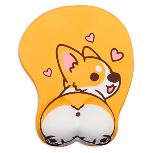 AOKSUNOVA 3D Mauspad mit Gelkissen Ergonomisches Mousepad mit Gel Handauflage Corgi Hund von AOKSUNOVA