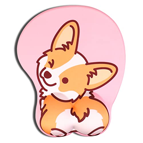 AOKSUNOVA 3D Mauspad mit Gelkissen Ergonomisches Mousepad mit Handauflage niedliche Corgi Motiv Handgelenkauflage von AOKSUNOVA