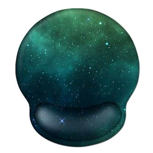 AOKSUNOVA Ergonomisches Mauspad mit Gelkissen Mousepad mit Handauflage Mauspad Galaxy Motiv Dunkelgrün von AOKSUNOVA