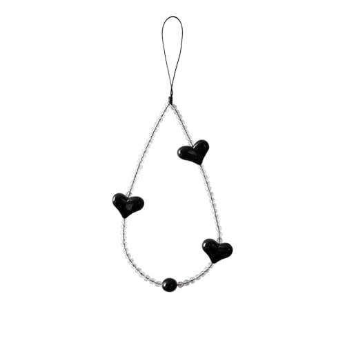 AOKSUNOVA Handyanhänger Perlen Handykette Universal Handykette Kurz Handgelenk mit Schwarzes Herz AOKSUNOVA Handyanhänger Perlen Handykette Universal Handykette Kurz Handgelenk mit Schwarzes Herz von AOKSUNOVA