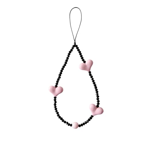 AOKSUNOVA Handyanhänger Perlen Kurz Handykette Universal Handykette Handgelenk mit Rosa Herz AOKSUNOVA Handyanhänger Perlen Kurz Handykette Universal Handykette Handgelenk mit Rosa Herz von AOKSUNOVA