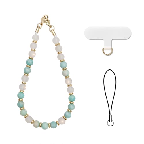 AOKSUNOVA Handykette Anhänger Steine Handykette Universal Kurz Perlen Handyanhänger Handyschmuck Grün von AOKSUNOVA