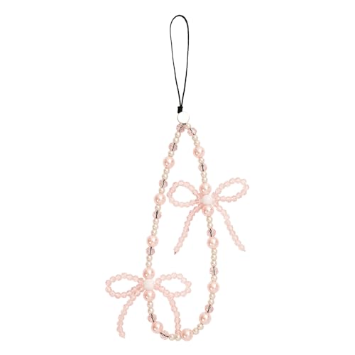 AOKSUNOVA Handykette Perlen Kurz Handyanhänger Rosa Schleife Universal Handykette AOKSUNOVA Handykette Perlen Kurz Handyanhänger Rosa Schleife Universal Handykette von AOKSUNOVA