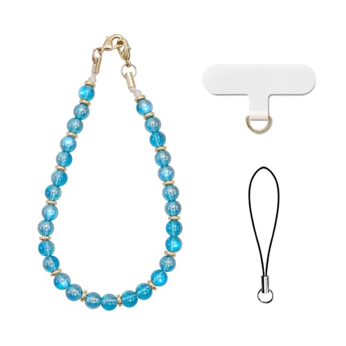 AOKSUNOVA Handykette Steine Handykette Universal Kurz Perlen Handyanhänger Handyschmuck Blau von AOKSUNOVA