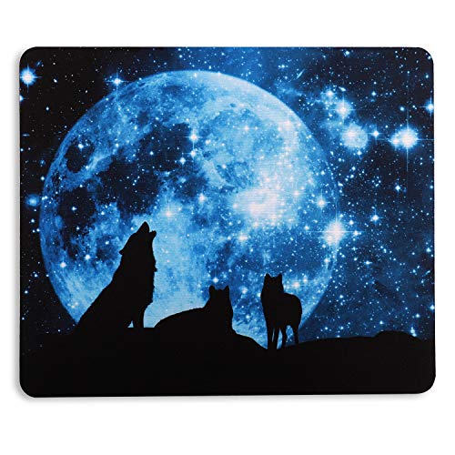 AOKSUNOVA Mauspad Klein mit Motiv 24 x 20cm Kleines Mouse Pad Design Wolf von AOKSUNOVA