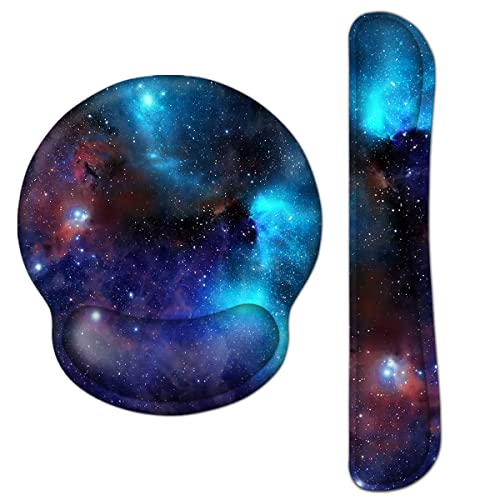 AOKSUNOVA Mauspad Set Tastatur Handballenauflage Ergonomisches Mousepad mit Gelkissen Galaxis von AOKSUNOVA