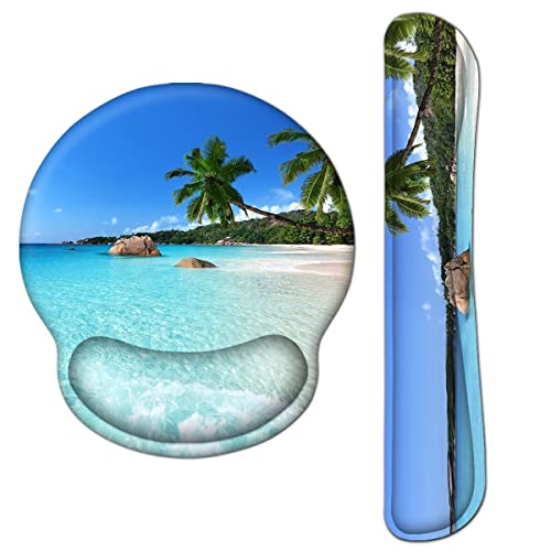AOKSUNOVA Mauspad mit Gelkissen Handgelenkauflage Tastatur Handballenauflage Mousepad mit Handauflage Strand von AOKSUNOVA