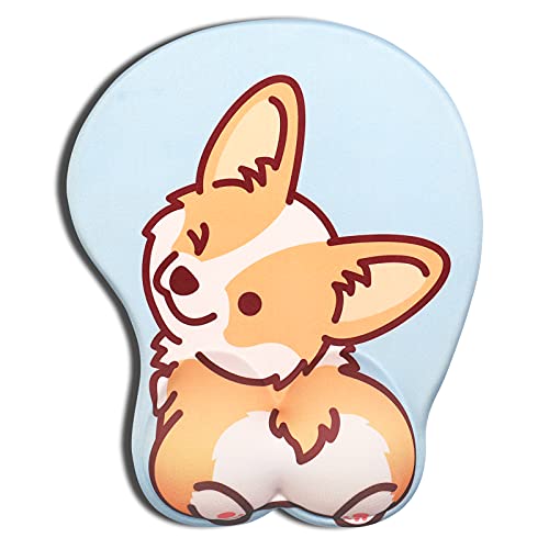 AOKSUNOVA Mauspad mit Gelkissen Mousepad mit Handauflage 3D Mauspad Gel Corgi Motiv von AOKSUNOVA
