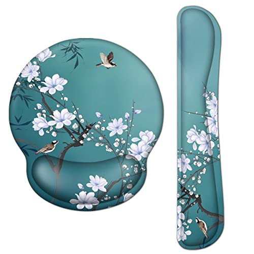 AOKSUNOVA Mauspad mit Gelkissen Mousepad mit Handauflage Handballenauflage Tastatur Handgelenkauflage Blume von AOKSUNOVA
