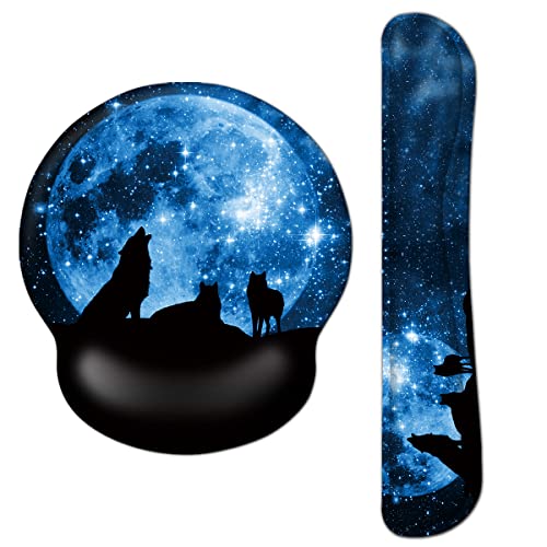 AOKSUNOVA Mousepad mit Handauflage Handauflage Tastatur Mauspad mit Handgelenkauflage Maus Handgelenkauflage Wolf von AOKSUNOVA