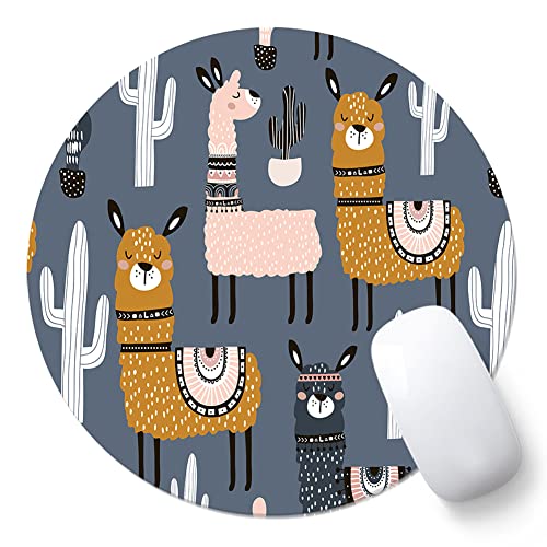 AOKSUNOVA Rundes Mauspad 20cm Mousepad Rund mit Motiv Mauspad Klein Alpaka von AOKSUNOVA