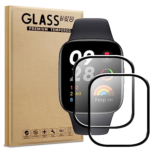 AOKUMA [2 Stück Panzerglas für Xiaomi Redmi Watch 3, [Nicht gehärtetes Glas] Premium 3D Curved Edge Displayschutzfolie, Randlose Vollbildabdeckung, Bruchsicher (Schwarzer Rand) von AOKUMA