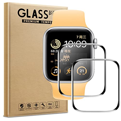 AOKUMA [2 Stück Schutzfolie für Apple Watch SE(2022) 40mm, [Nicht gehärtetes Glas] Premium 3D Curved Edge Displayschutzfolie, Randlose Vollbildabdeckung, Bruchsicher (Schwarzer Rand) von AOKUMA