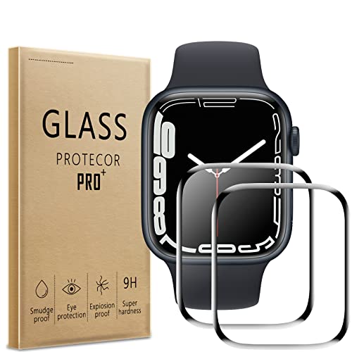 AOKUMA Apple Watch Series 7 45mm 3D Schutzfolie, [2 Stück] Glas kompatibel mit Apple Watch Series 7 45mm Schutzfolie, hochwertige 3D Glasfolie mit 9H Härte (schwarzer Rand) von AOKUMA