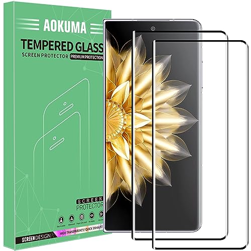 AOKUMA Honor Magic V2 3D Panzer Schutz Glas, [2 Stück] Glas kompatibel mit Magic V2 Schutzfolie, hochwertige 3D Glasfolie mit 9H Härte, kratzfest, bruchsicher und blasendicht (schwarzer Rand) von AOKUMA