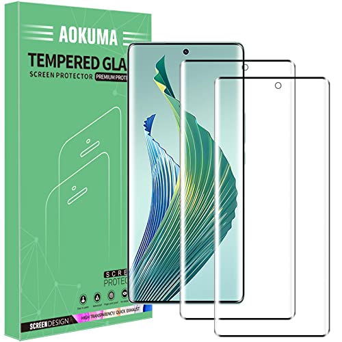 AOKUMA Honor Magic5 Lite 3D Panzer Schutz Glas, [2 Stück] Glas kompatibel mit Honor Magic5 Lite Schutzfolie, hochwertige 3D Glasfolie mit 9H Härte, bruchsicher und blasendicht von AOKUMA