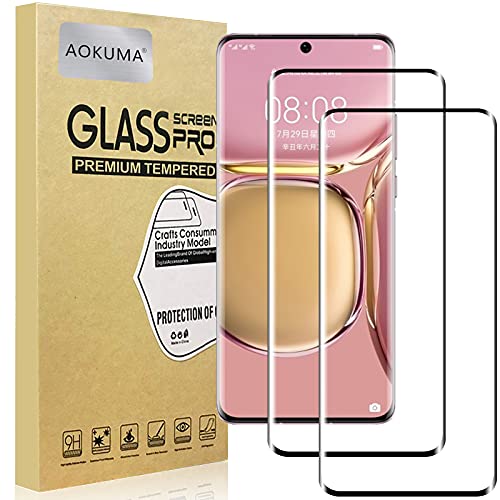 AOKUMA Huawei P50 Pro 3D Panzer Schutz Glas, [2 Stück] Glas kompatibel mit Huawei P50 Pro Schutzfolie, hochwertige 3D Glasfolie mit 9H Härte, kratzfest, bruchsicher und blasendicht (schwarzer Rand) von AOKUMA