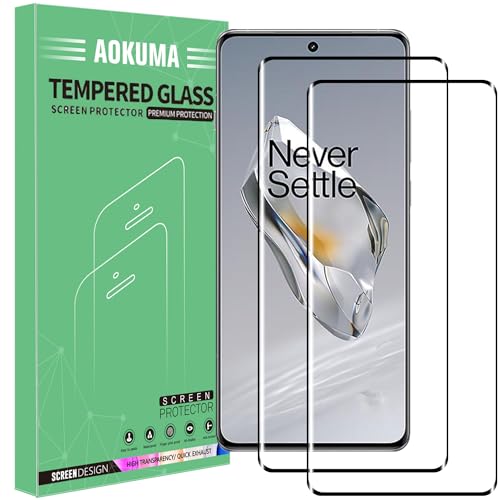 AOKUMA OnePlus 12/One+ 12 3D Panzerglas, [2 Stück] Glas kompatibel mit One Plus 12 Schutzfolie, hochwertige 3D Glasfolie mit 9H Härte, kratzfest, bruchsicher und blasendicht (schwarzer Rand) von AOKUMA