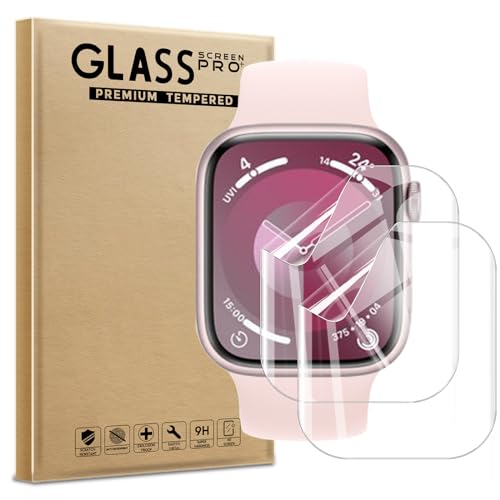 AOKUMA Schutzfolie für Apple Watch Series 9/8/7 45mm Panzerglas, 【2 Stücke】 Glas kompatibel mit Apple Watch Series 9 Schutzfolie, Premium Glasfolie mit 9H Härte, Anti Kratzer, Splitterfest von AOKUMA