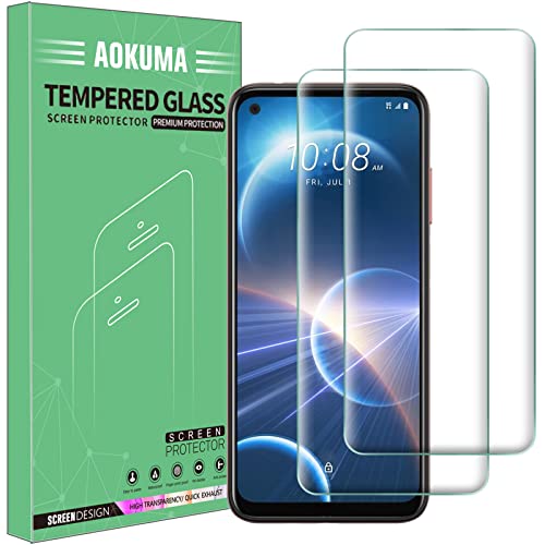 AOKUMA Schutzfolie für HTC Desire 22 Pro Panzerglas, 【2 Stücke】 Glas kompatibel mit HTC Desire 22 Pro Schutzfolie, Premium Glasfolie mit 9H Härte, Anti Kratzer, Splitterfest,Anti-Öl,Anti-Bläschen von AOKUMA