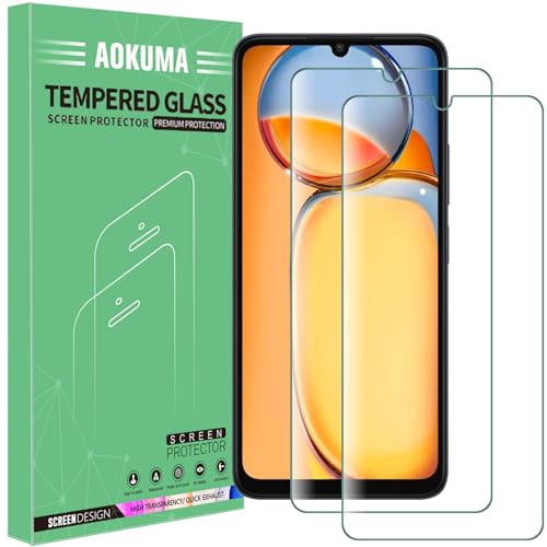 AOKUMA Schutzfolie für Xiaomi Redmi 13 C Panzerglas,【2 Stücke】 Glas kompatibel mit Redmi 13C/Realme C53/Narzo N53 Schutzfolie, Premium Glasfolie mit 9H Härte, Anti Kratzer, Splitterfest,Anti-Öl von AOKUMA