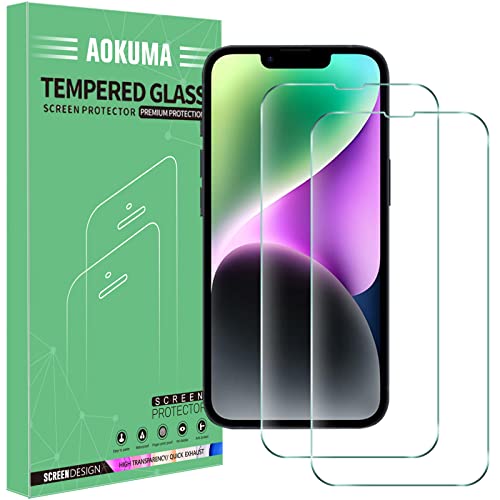 AOKUMA Schutzfolie für iPhone 14 Panzerglas, 【2 Stücke】 Glas kompatibel mit iPhone 14 Schutzfolie, Premium Glasfolie mit 9H Härte, Anti Kratzer, Splitterfest,Anti-Öl,Anti-Bläschen von AOKUMA