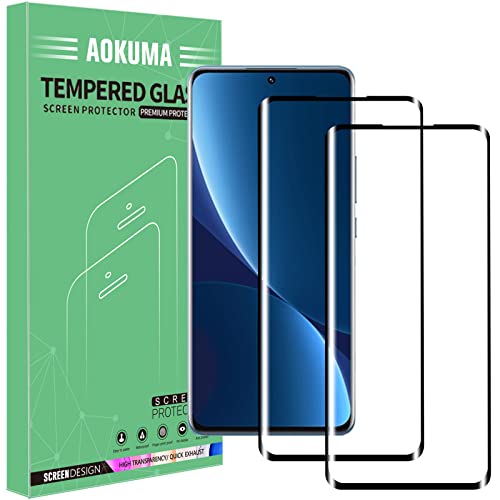 AOKUMA Xiaomi 12 pro 3D Panzerglas, [2 Stück] Glas kompatibel mit Xiaomi 12 pro Schutzfolie, hochwertige 3D Glasfolie mit 9H Härte, kratzfest, bruchsicher und blasendicht (schwarzer Rand) von AOKUMA