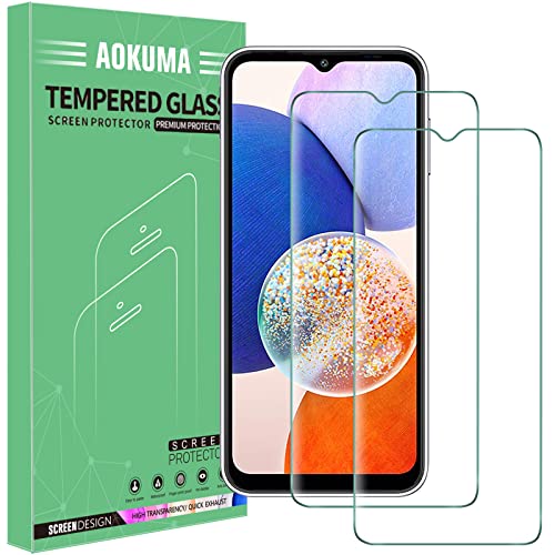 AOKUMA für Samsung Galaxy A14 4G/5G Schutzfolie, 【2 Stücke】 Glas kompatibel mit Samsung Galaxy A14 4G/5G Schutzfolie, Premium Glasfolie mit 9H Härte, Anti Kratzer, Splitterfest,Anti-Öl,Anti-Bläschen von AOKUMA