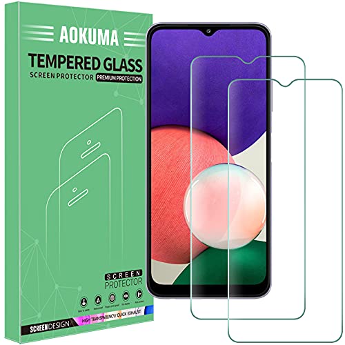 AOKUMA für Samsung Galaxy A22 5G Panzer Schutz Glas, 【2 Stücke】 Schutzfolie kompatibel mit Samsung Galaxy A22 5G, Premium Panzerfolie mit 9H Härte, Anti Kratzer schutzglas, Splitterfest,Anti-Bläschen von AOKUMA