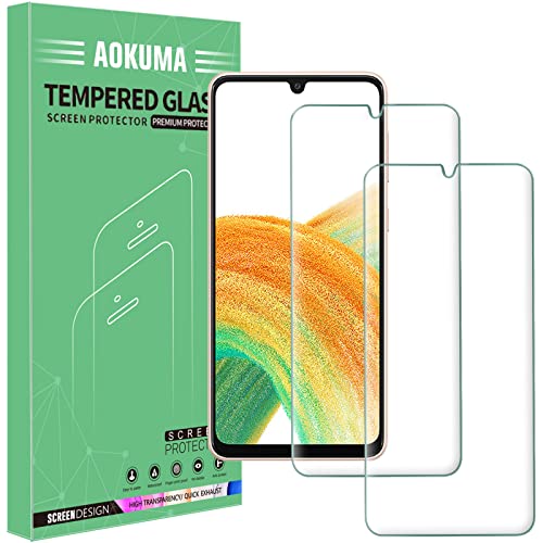 AOKUMA für Samsung Galaxy A33 5G Schutzfolie, 【2 Stücke】 Panzer Schutz Glas kompatibel mit Samsung Galaxy A33 5G, Premium Panzerfolie mit 9H Härte, Splitterfest,Anti-Bläschen,Anti Kratzer schutzglas von AOKUMA